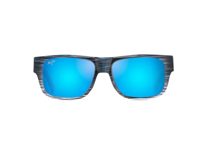 Maui Jim Keahi Bold Rectangle Sunglasses Blue Stripe Polarized