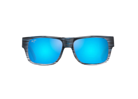 Maui Jim Keahi Bold Rectangle Sunglasses Blue Stripe Polarized