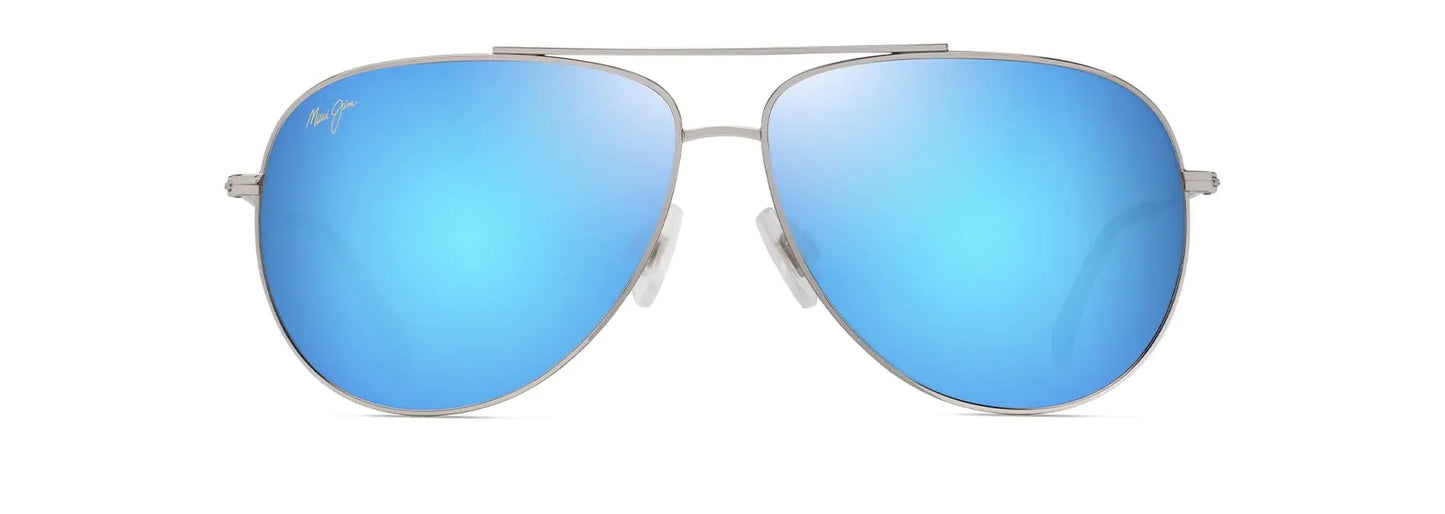 Maui Jim Hauoli XL Polarized Aviator in Shiny Silver