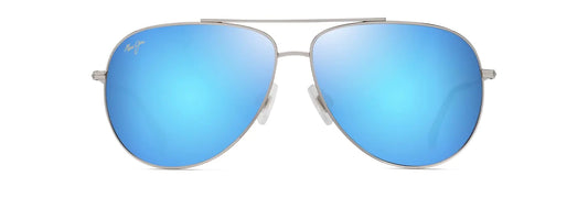 Maui Jim Hauoli XL Polarized Aviator in Shiny Silver