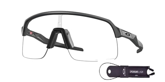 Oakley Sutro Lite (a) OO9463A 946318 39MM Matte Carbon/Clear to Black Iridium Photochromic Shield Sunglasses for Men for Women + BUNDLE Accessory Leash + Designer iWear Kit