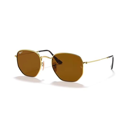 Ray-Ban Hexagonal Gold Polarized Sunglasses + Accessory Kit